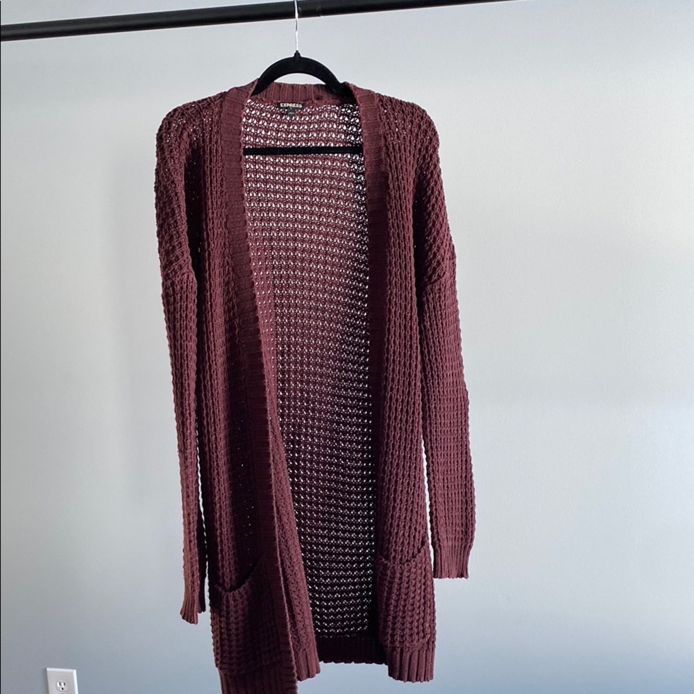 Women's Burgundy Knit Cardigan